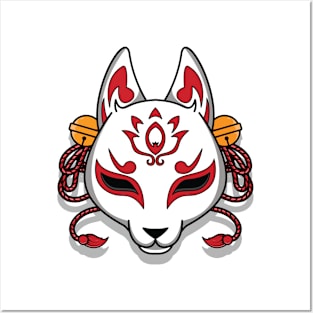 Japanese kitsune mask Posters and Art